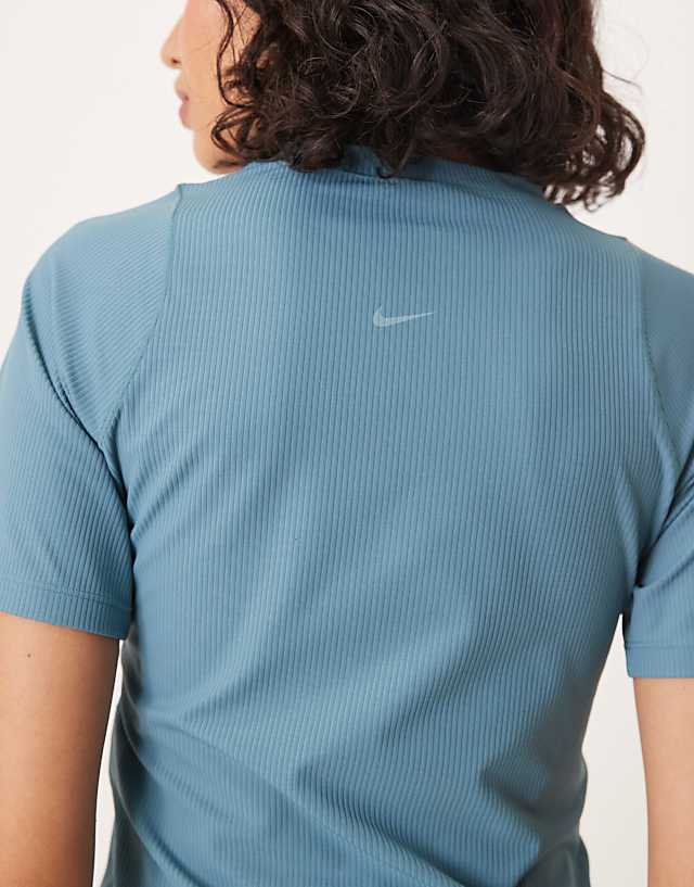 Asos Nike Training Zenvy Dri-FIT Ribbed Top In Blue