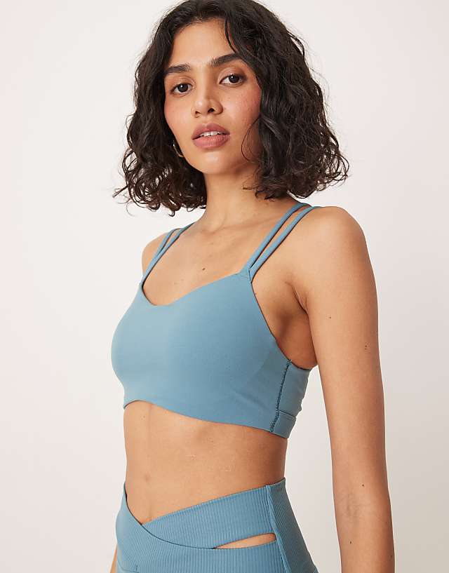 asos Nike Training Zenvy Dri-FIT soft touch Alate light support sports bra in blue