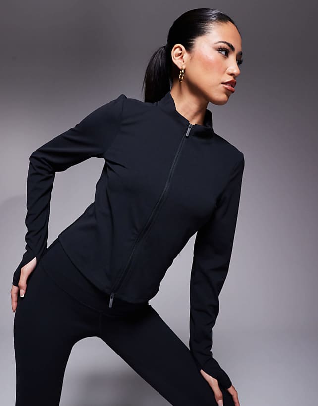 asos Nike Training Zenvy Dri-FIT soft touch full zip long sleeved top in black