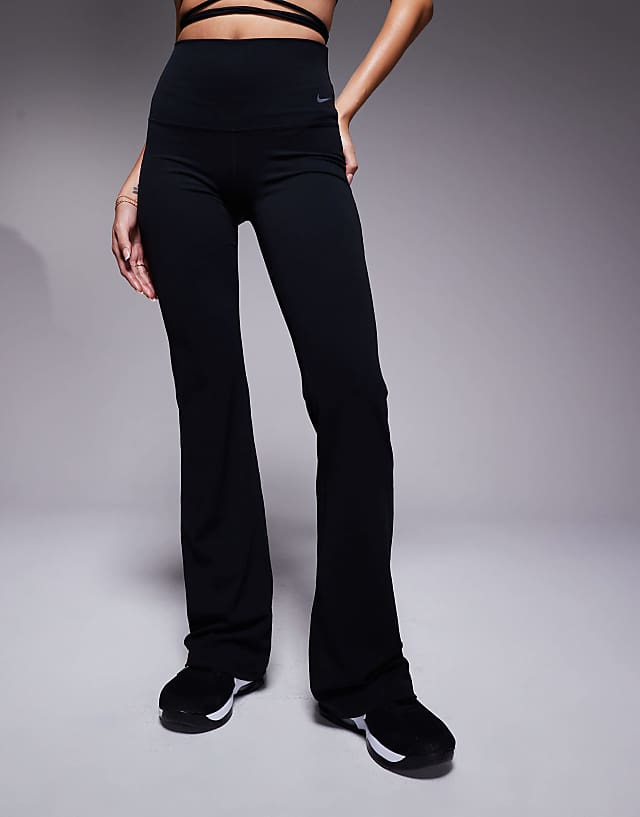 Asos Nike Training Zenvy Dri-FIT Soft Touch High Waisted Flared Trousers In Black
