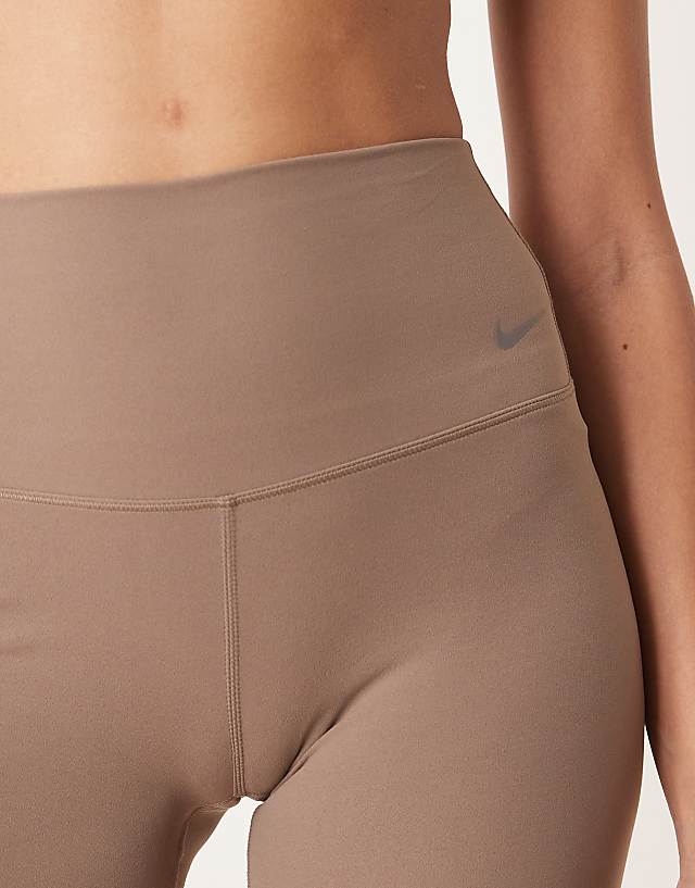 Asos Nike Training Zenvy Dri-FIT Soft Touch High Waisted 5 Inch Shorts In Brown
