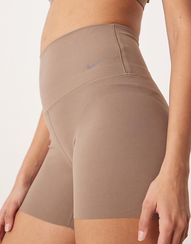 asos Nike Training Zenvy Dri-FIT soft touch high waisted 5 inch shorts in brown