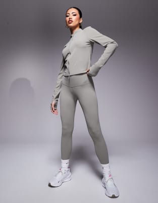 Asos Nike Training Zenvy Full Zip Longsleeve Top And Leggings In Light Green