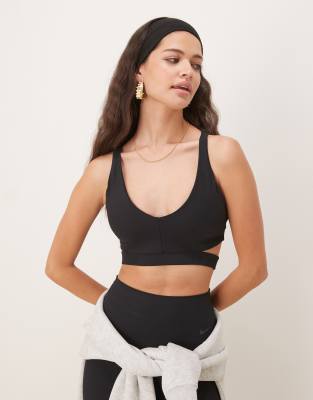 Asos Nike Zenvy Training Dri-FIT Ribbed Cut Out High Waisted Flares And Sports Bra And Leggings In Black