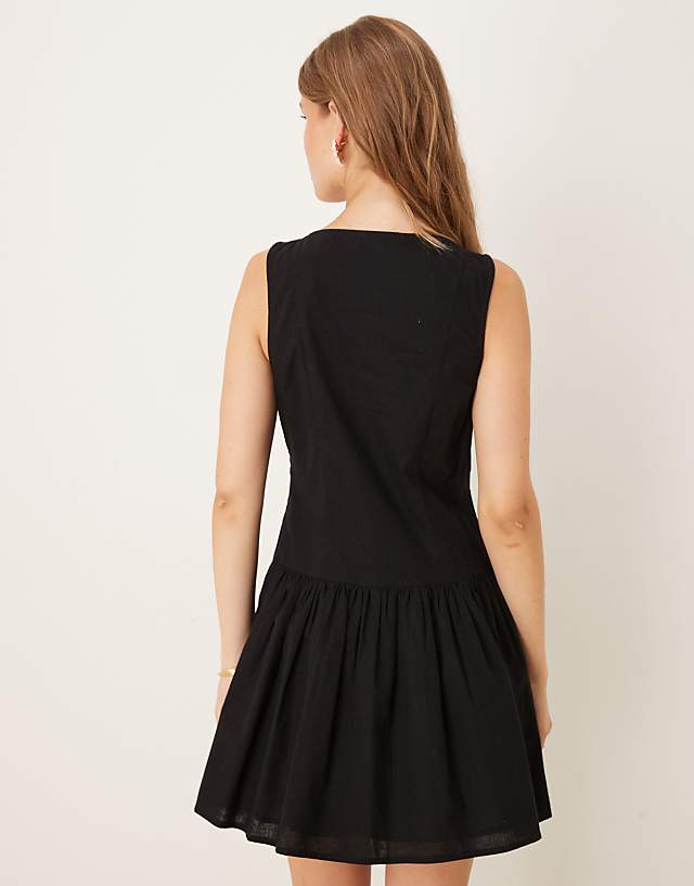 Asos Nobody's Child Claudia Tailored Drop Waist Mini Dress In Black