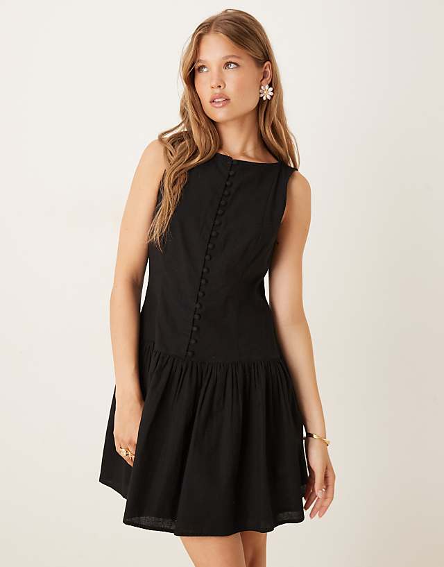 asos Nobody's Child Claudia tailored drop waist mini dress in black