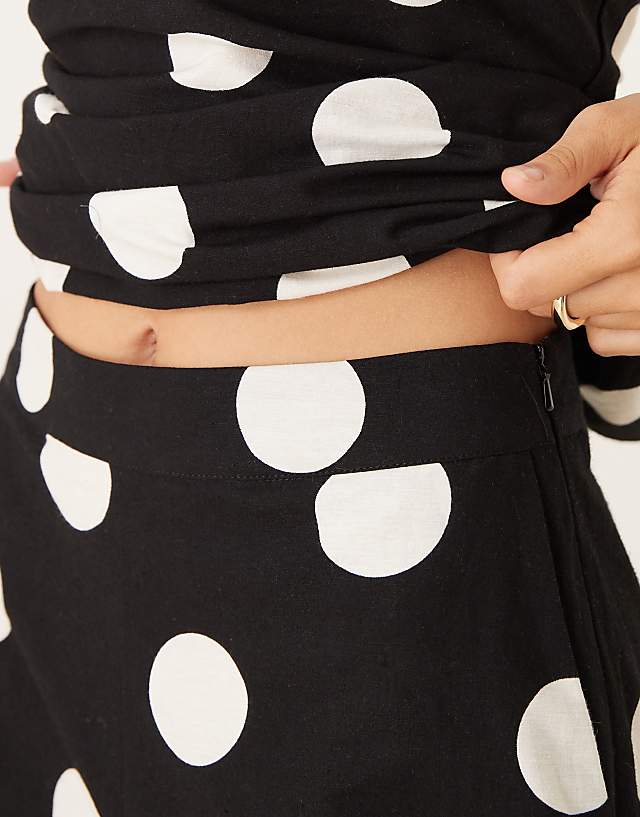 Asos Nobody's Child Marielle Linen Wide Leg Trousers Co-ord In Black