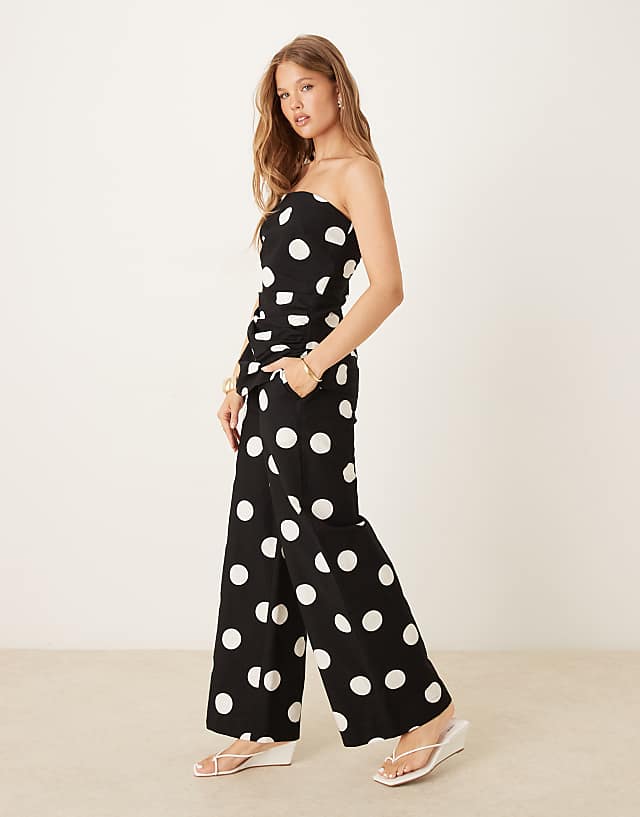 Asos Nobody's Child Marielle Linen Wide Leg Trousers Co-ord In Black
