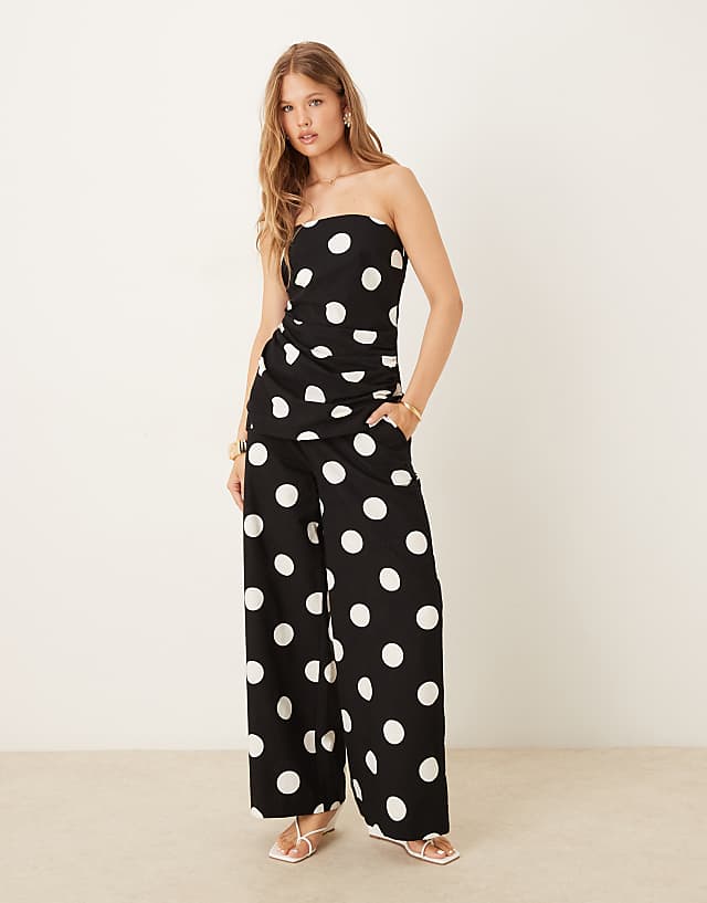 asos Nobody's Child Marielle linen wide leg trousers co-ord in black
