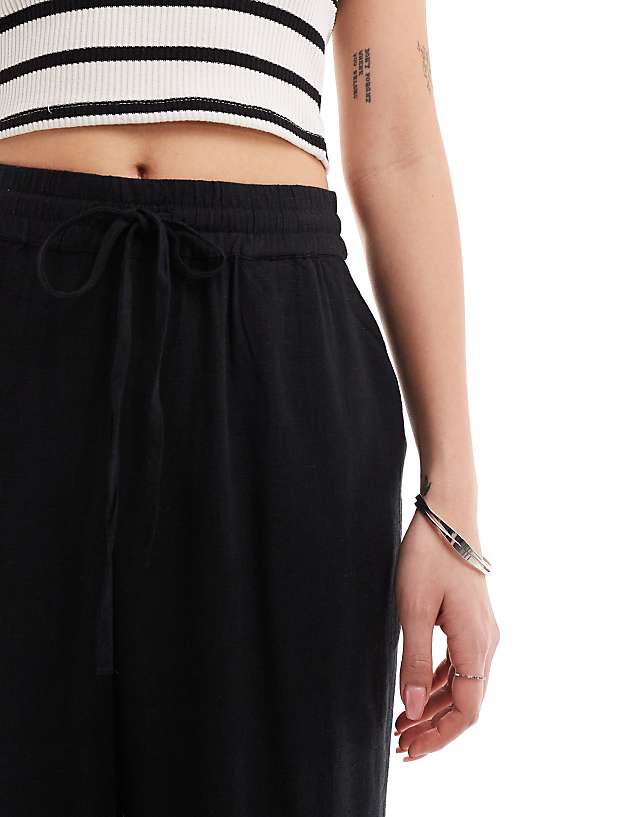 Asos Noisy May Loose Fit Linen Mix Trouser In Black