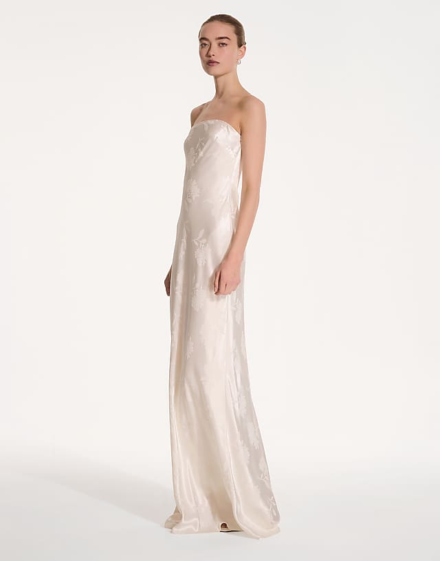 Asos OMNES Sicily Floral Bridal Maxi Dress In Ivory