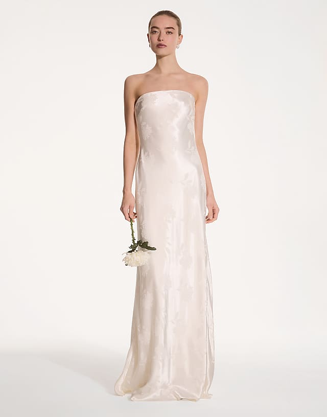 asos OMNES Sicily floral Bridal maxi dress in ivory