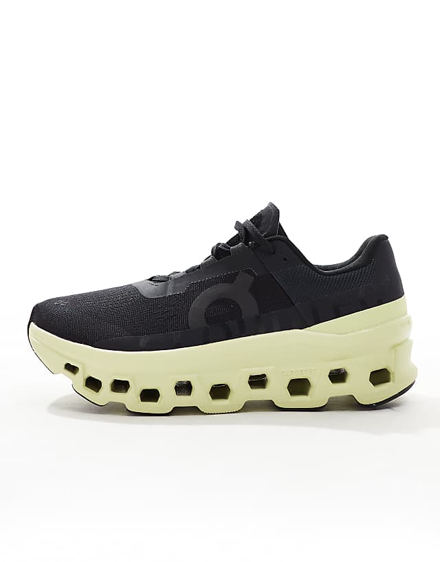 Asos ON Cloudmonster Running Trainers In Black And Lime Green