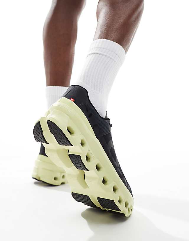 Asos ON Cloudmonster Running Trainers In Black And Lime Green