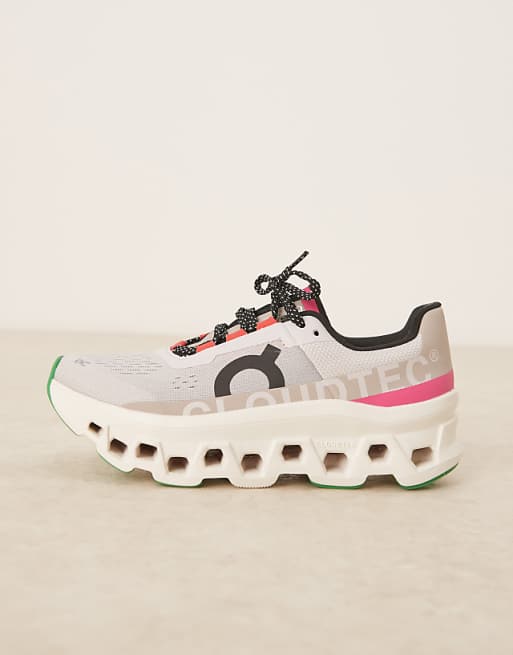 Asos ON Cloudmonster Running Trainers In Silver Ivory And Pink