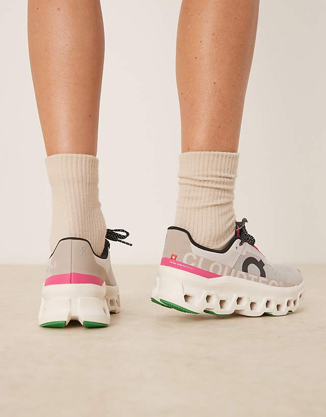 Asos ON Cloudmonster Running Trainers In Silver Ivory And Pink