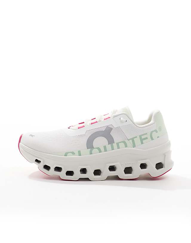 Asos ON Cloudmonster Running Trainers In White And Lime Green