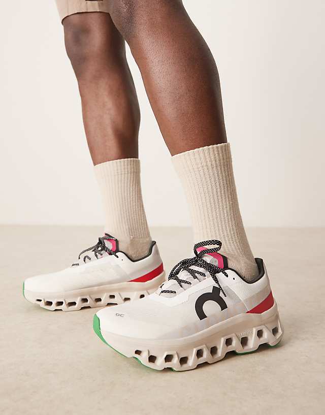 asos ON Cloudmonster running trainers in white and red