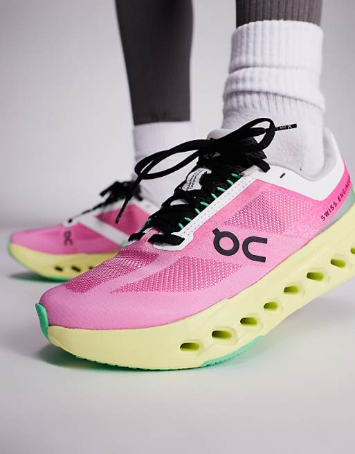 Asos ON Cloudsurfer Next Running Trainers In Pink And Limelight