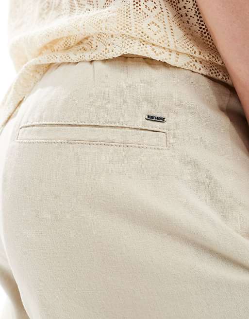 Asos ONLY & SONS Linen Mix Loose Fit Trousers In Beige