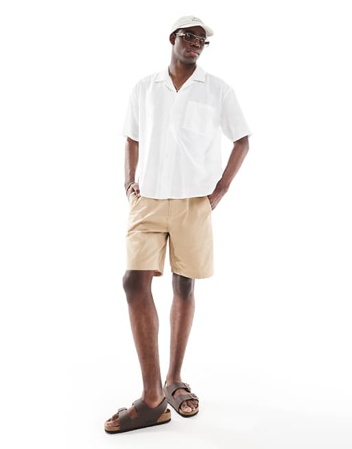 Asos ONLY & SONS Linen Mix Relaxed Resort Shirt In White