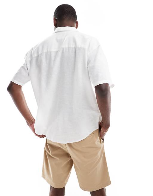 Asos ONLY & SONS Linen Mix Relaxed Resort Shirt In White