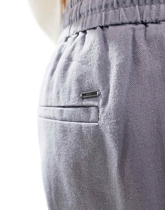 Asos ONLY & SONS Loose Fit Linen Mix Trouser In Washed Grey