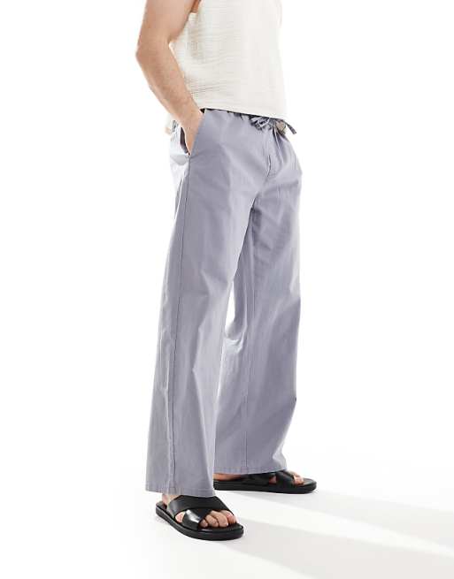 Asos ONLY & SONS Loose Fit Linen Mix Trouser In Washed Grey