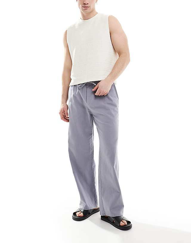 asos ONLY & SONS loose fit linen mix trouser in washed grey