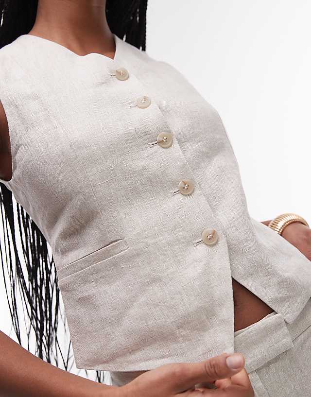 Asos & Other Stories Co-ord Fitted Linen Waistcoat In Beige