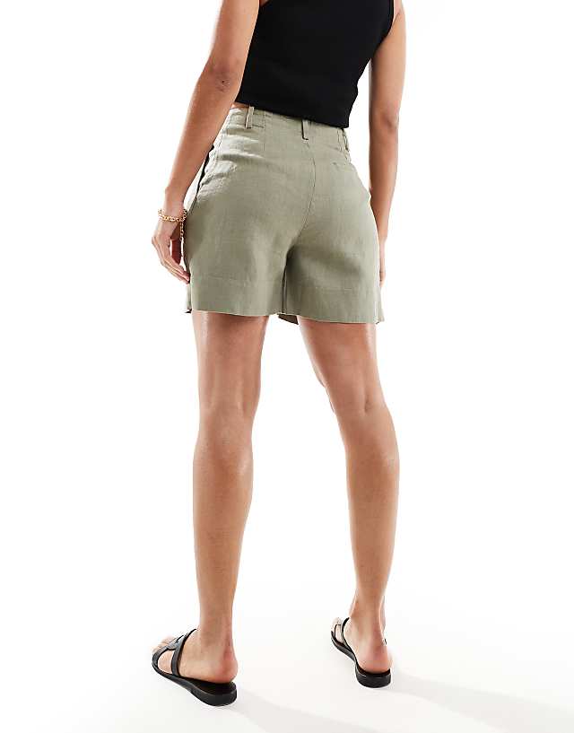 Asos & Other Stories Co-ord Linen High Waist Shorts In Khaki Exclusive To ASOS