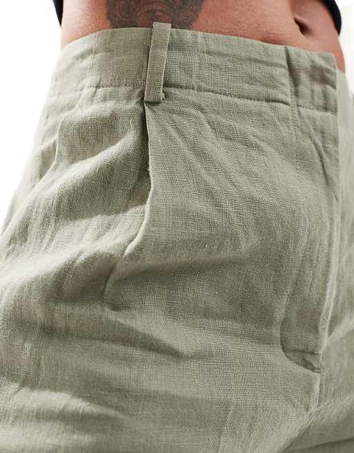 Asos & Other Stories Co-ord Linen High Waist Shorts In Khaki Exclusive To ASOS