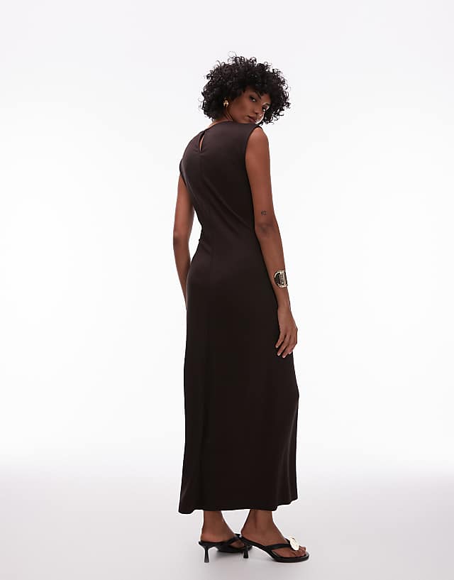 Asos & Other Stories Jersey Midaxi Dress With Twist Front Detail In Brown