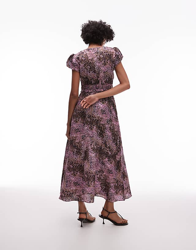 Asos & Other Stories Maxi Dress With Tier Hem And Ruffle Sleeves In Abstract Print