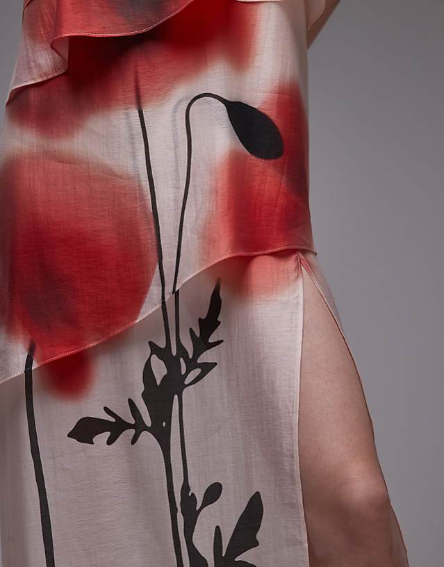 Asos & Other Stories Sheer Chiffon Maxi Dress With Layers With Floral Placement Print