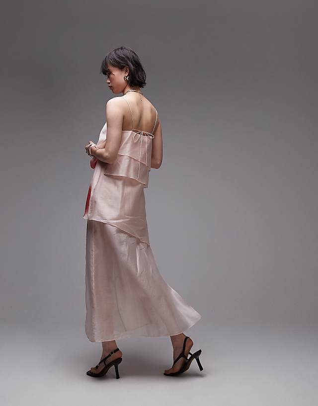 Asos & Other Stories Sheer Chiffon Maxi Dress With Layers With Floral Placement Print