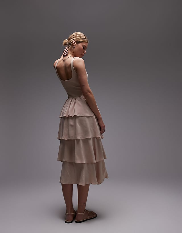 Asos & Other Stories Sleeveless Ruffle Midaxi Dress In Light Beige