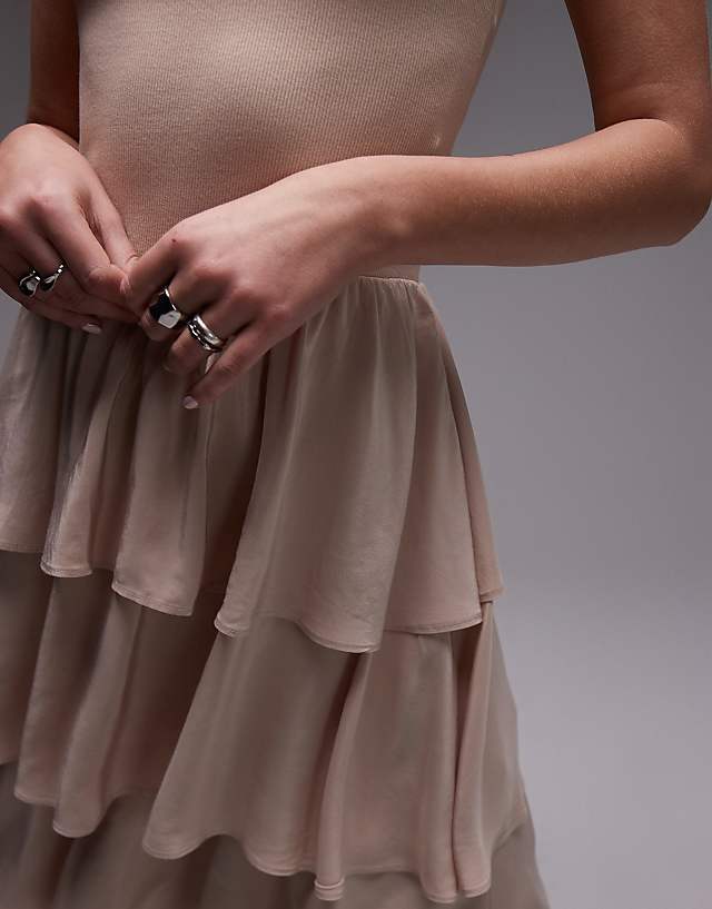 Asos & Other Stories Sleeveless Ruffle Midaxi Dress In Light Beige