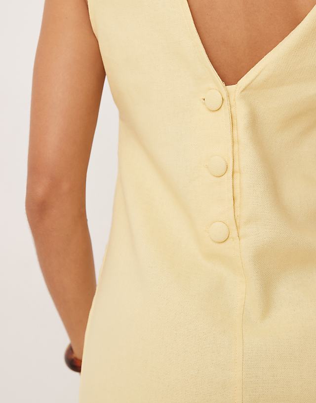 Asos Pimkie Linen Blend Sleeveless Mini Dress In Butter Yellow