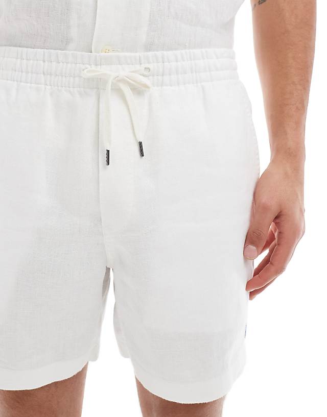 Asos Polo Ralph Lauren Prepsters Icon Logo Linen Shorts In White CO-ORD