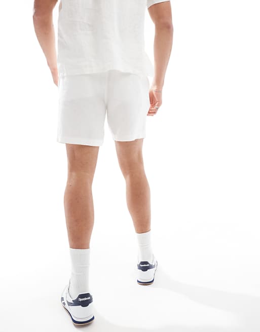 Asos Polo Ralph Lauren Prepsters Icon Logo Linen Shorts In White CO-ORD