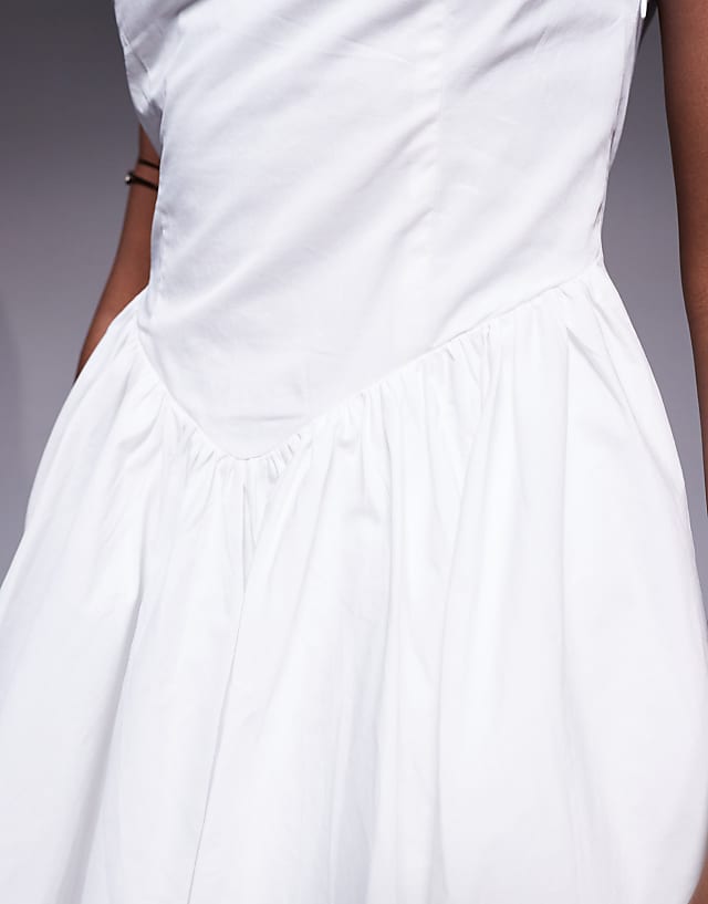 Asos Princess Polly Square Neck Corset Detail Skater Mini Dress In White