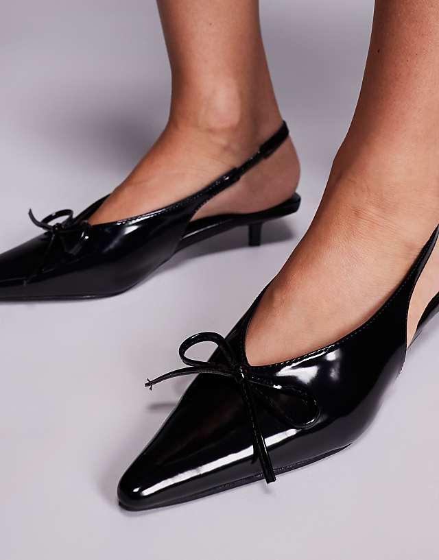 Asos Public Desire Meadow Slingback Low Court Heels In Black