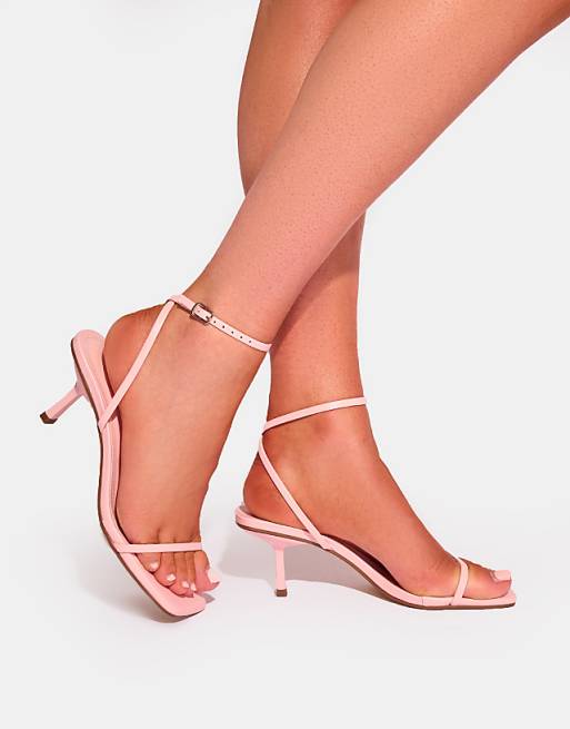 Asos Public Desire Natalya Barely There Mid Heels In Pink