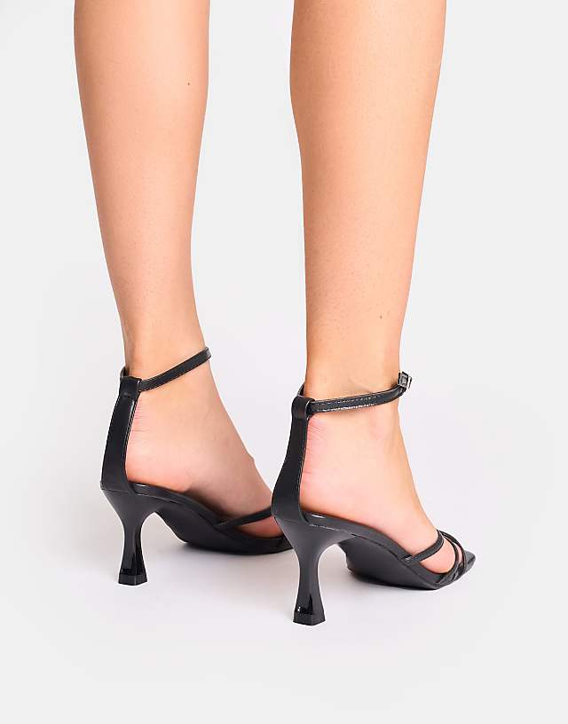 Asos Public Desire Samya Minimal Strap Mid Heels With Insole In Black