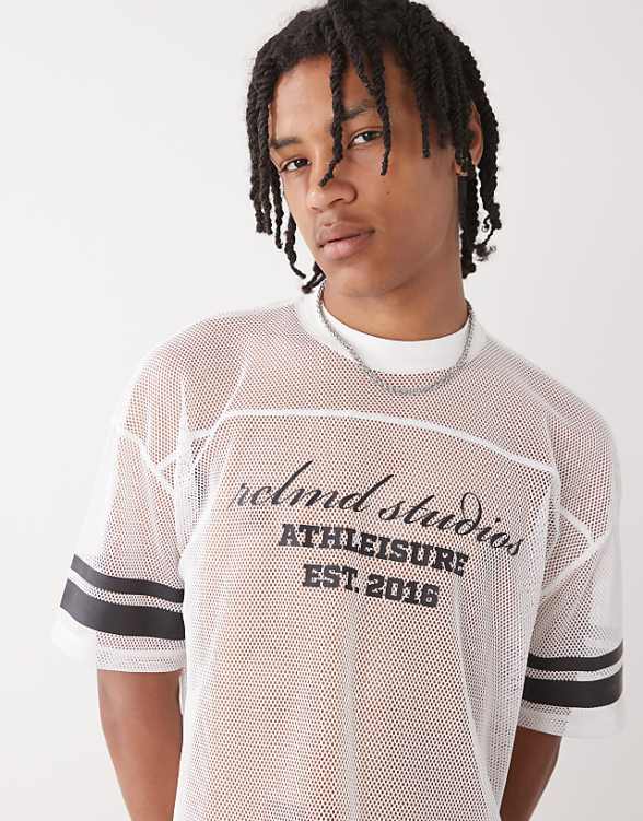 asos Reclaimed Vintage airtex boxy cropped tee with graphic print in white