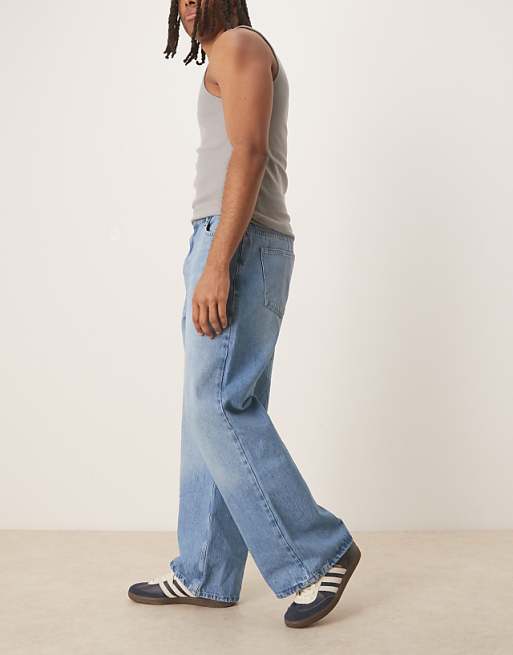 Asos Reclaimed Vintage Baggy Wide Denim Jean In Bleach Wash