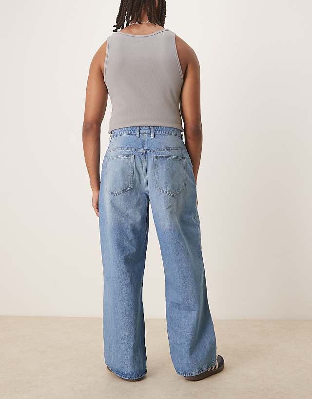 Asos Reclaimed Vintage Baggy Wide Denim Jean In Bleach Wash