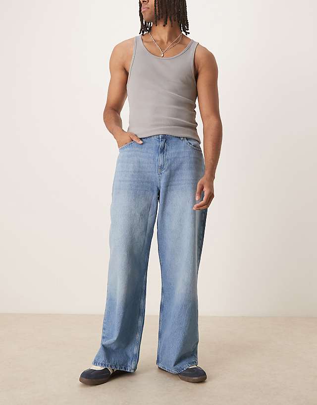 asos Reclaimed Vintage baggy wide denim jean in bleach wash