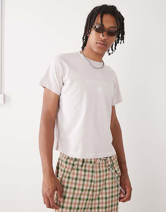 Asos Reclaimed Vintage Boxy Crop T-shirt With Back Graphic In Pink